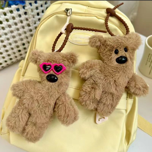 부드러운 털이 있는 곰 열쇠고리 하트 안경 만화 동물 펜던트 가방 액세서리 도매 - Product Image 1