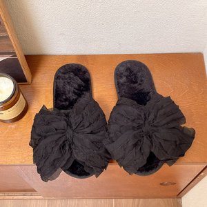 Da donna grazioso fiocco ben educato per pantofole con suola morbida Anti-Slip Open Toe stile Hotel TPR per la stagione primaverile invernale a casa - Product Image 5