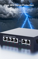 Switch PoE de 6 Puertos 10/100M, Switch de Red Metálico con Soporte VLAN, 2 Puertos Uplink IEEE802.3af/at, Alimentación por Ethernet para Cámaras IP