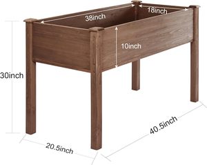 Support de pot en bois surélevé pour lit de jardin avec pattes pour légumes à base de plantes, fleurs, idéal pour les terrasses extérieures - Product Image 2