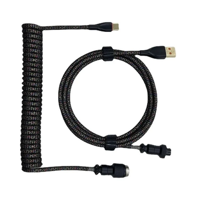 Kabel Keyboard Mekanikal Baru 2022 Kabel Gulung Spiral Jalinan Warna Pelangi Usb Tipe C