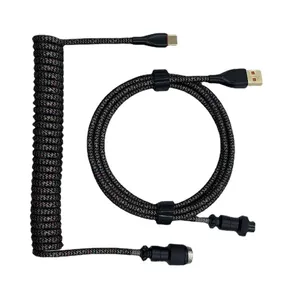 Cable de teclado mecánico Usb tipo C, Cable enrollado en espiral trenzado de Color arcoíris, novedad de 2022