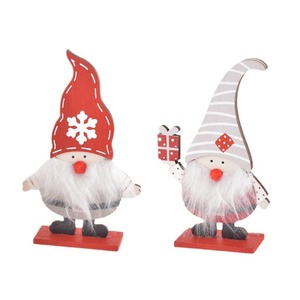 Wooden Painted Santa Claus Figurine Red And Gray <b>Hat</b> Indoor Christmas Decoration For Home Or Window <b>Display</b> - Product Image 5