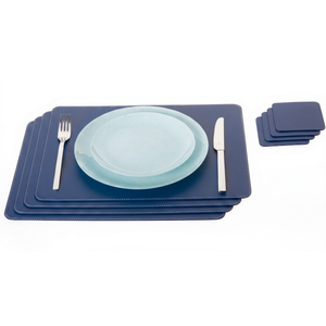 Set de table en cuir véritable avec logo personnalisé, tapis de table de luxe, imperméable, résistant à la chaleur, tapis de table occidental LPM-0003C - Product Image 1