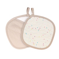 Logo personnalisé, ensemble mitaines de four et porte-casseroles en silicone double couche résistant à la chaleur pour la cuisson des grillades beige