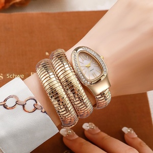 <strong>Honghong</strong> Cross-Border Oval Serpentine Women's Fashion Quartz Watch Stainless Steel Bracelet Creative Hip-Hop Personalized - Product Image 1