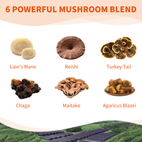 GANOHERB Reishi Queue de Dinde Crinière de Lion Chaga Cordyceps 6 en 1 Champignon comestible Suppléments de champignons à base de plantes