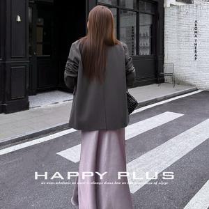 Veste de costume grise Happy Plus pour femme, grande taille, tissée, couleur unie, boutonnée, pour le bureau, gris urbain N9164 - Product Image 4