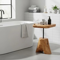 Table d'appoint rustique en bois massif à bord naturel, table de bout de canapé en souche d'arbre naturelle avec tige métallique, table d'appoint en bois massif faite à la main pour salon