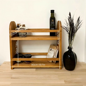 Étagère à deux niveaux pour bar à café, étagère à épices en bois pour cuisine, vitrine de rangement, étagère personnalisée faite à la main, style ethnique - Product Image 4