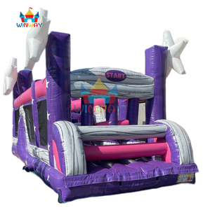 Parcours d'obstacles gonflable et château gonflable Star - Aire de jeux interactive pour enfants, violet et rose, pour les fêtes, les événements et les jeux en plein air - Product Image 2