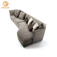Tissu en lin moderne de style européen, ensemble canapés gris en forme de l, meubles de salon maison