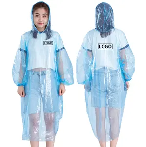 Chubasquero desechable promocional impreso con LOGOTIPO personalizable, poncho de lluvia