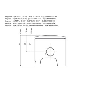 2T Ø 50 piston taille 0 avec axe Ø 12 et 1 anneau rectangulaire chromé taille D - Product Image 2