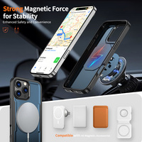 Funda magnética a prueba de golpes con soporte de Metal con textura de fibra de carbono a la moda para IPhone 17 Pro Max 16 Mobile Case