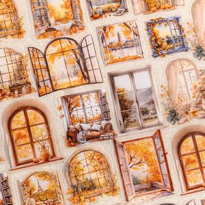 30 Sheets/Pack PET <strong>Scrapbooking</strong> <strong>Stickers</strong> Pack Autumn Living Vintage-Style Materials Scrapbook Scene Decor Collage Art - Product Image 3