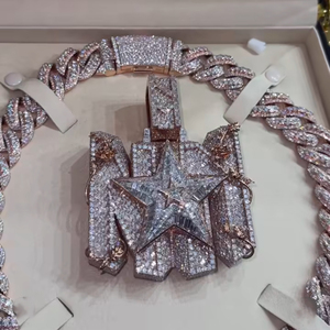 Erkekler İçin Özel Zincirler Vvs <span class=keywords><strong>Moissanite</strong></span> İsimli Kolye Buzlu Elmas <span class=keywords><strong>Moissanite</strong></span> Kolye Zinciri Logolu Hip Hop Takı - Product Image 3