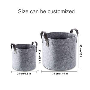 Große runde graue Filz vorrats behälter mit Griffen Umwelt freundlicher stapelbarer Organisation skorb Moderner Stil für schmutzige Kleidung - Product Image 2