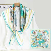 Écharpes en soie personnalisées, écharpe carrée en soie personnalisée 90x90cm, imprimé floral, design léger et aérien, parfait pour offrir en cadeau