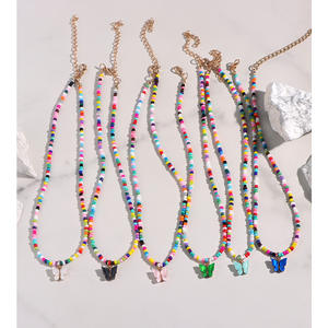 Multi Color Glass Charm Luxury Woman Lady Best Friend Colliers papillon Couple Friendship Necklaces Necklace - Product Image 3
