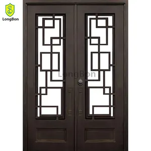 Foshan Modern Design Security Wrought Iron Double Door For Home