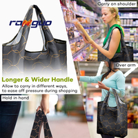 Sac de courses pliable personnalisé en polyester écologique et réutilisable, résistant, avec logo imprimé en sérigraphie, sac fourre-tout promotionnel