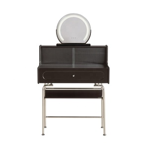 129005 Quanu gros meubles de chambre couleur noire français rétro coiffeuse vintage coiffeuse maquillage table avec miroir - Product Image 2