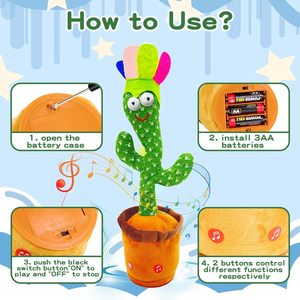 Jouet en peluche douce en forme de cactus, parlant, chantant et dansant, rembourré en coton PP, avec couleur personnalisée et taille de 33 cm - Product Image 4