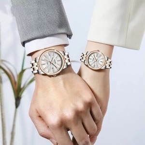 Montres à quartz de haute qualité pour hommes et femmes avec aiguilles lumineuses, affichage du calendrier, étanches 30M, en acier inoxydable, montre de couple - Product Image 6