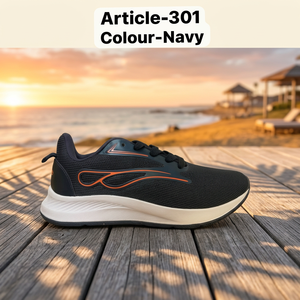 Zapatillas deportivas de malla azul marino ligeras con cordones, calzado unisex para caminar - Product Image 6