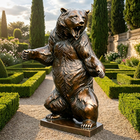 Sculpture d'ours en bronze 3D puissante avec base ornée - Figurine d'animal classique de luxe pour les cadeaux de la Fête Nationale et les anniversaires