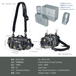 Sac de pêche camouflage vert nuit foncée, accessoires de pêche, sac de taille à bandoulière unique pour canne à pêche et équipement - Product Image 3