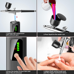 Kit de Aerógrafo Inalámbrico para Decoración de Uñas, Recargable, Portátil, con Boquilla de 0.3 mm y Pantalla LED para Salón - Product Image 3