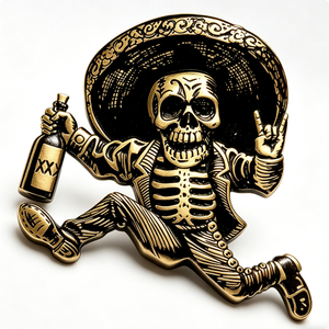 Broche en émail personnalisée en métal, motif Amour Mariachi Squelette, plaqué or vintage, imprimée UV, pour Rock & Roll, Tequila, Fête d'anniversaire, Noël - Product Image 4