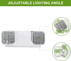 Adjustable Two-Head Commercial <b>Emergency</b> <b>Light</b> Fixtures for Listed Hardwired Exit <b>Lights</b> Business AC 120/277V (4 Pack) Plastic - Product Image 3