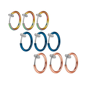 Ensemble de bijoux de faux <span class=keywords><strong>piercing</strong></span> anneau de nez à clipser/<span class=keywords><strong>septum</strong></span>/manchette d'oreille accessoires non percés pour l'art - Product Image 1