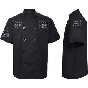 2025 veste de Chef à manches courtes personnalisée uniforme en toile personnalisé avec nom et Logo pour le Service alimentaire pour Restaurant Hôtel Utilisation - Product Image 1