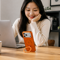 Coque de téléphone Ripple 360 avec support anneau invisible et béquille magnétique N52 en TPU PC pour iPhone 17 Pro Max