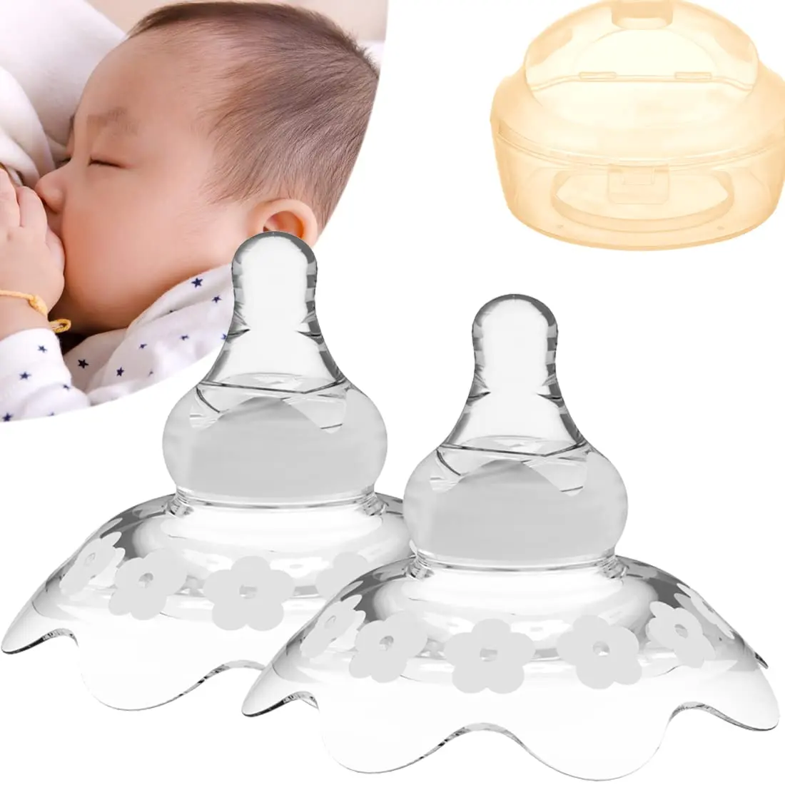 Productos de silicona para bebé, Protector de pezón para lactancia materna, chupete con funda