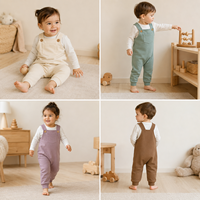 Salopette coton biologique écologique French Terry pour bébés filles garçons salopette pantalon à bretelles pour enfants