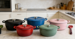 Offre Spéciale : Batterie de cuisine en fonte émaillée, disponible en plusieurs couleurs, comprenant des casseroles, des moules à pain, des poêles peu profondes, des poêles à frire et à griller, ainsi que des plats à rôtir. - Product Image 2