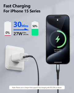 Câble USB C tressé en nylon SUNGUY 0,5 m certifié CE, prêt à être expédié, charge rapide 60W, câble de données, câble USB personnalisé - Product Image 3