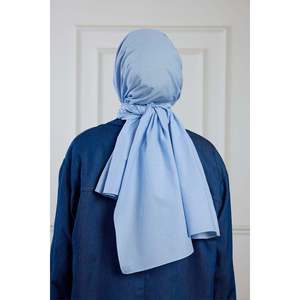 Écharpe élégante en pur coton - Bleu bébé, légère et douce, motif floral, hijab en jersey de luxe pour filles pour la saison d'automne - Product Image 1