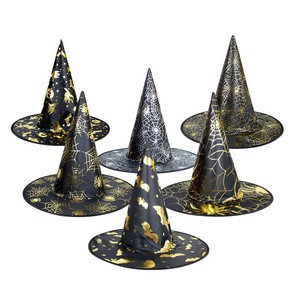 หมวกฮาโลวีนสำหรับเด็กผู้ใหญ่หมวกพ่อมดมหัศจรรย์อุปกรณ์เสริมสำหรับงานปาร์ตี้หมวกแม่มดหัวแหลมพิมพ์ลายใยแมงมุม - Product Image 2