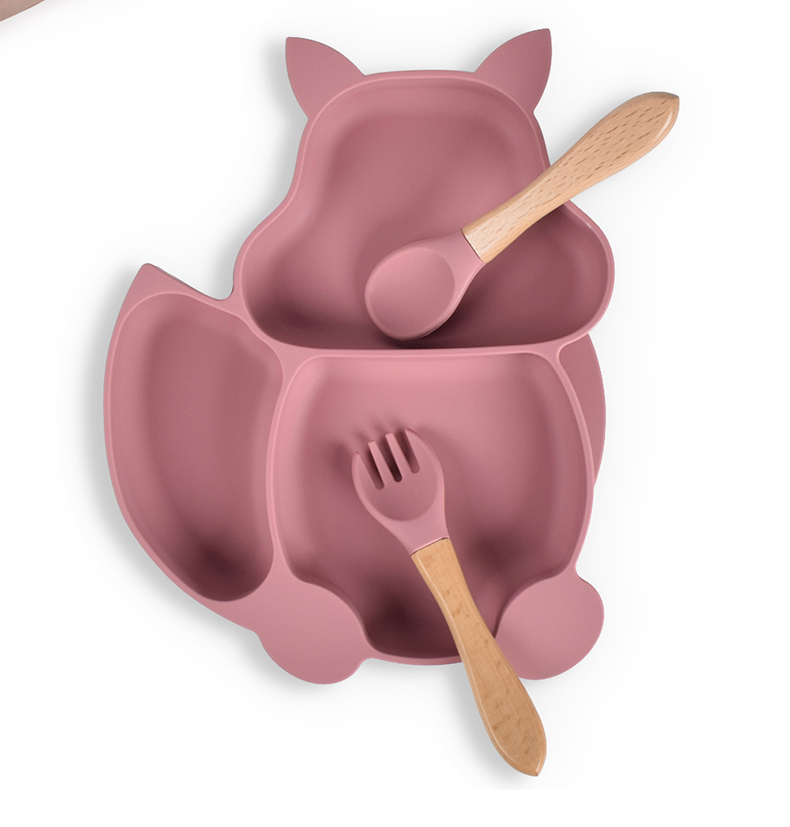 Cuten OEM всасывающие салфетки силиконовые детские тарелки разделенные пластины для малышей Противоскользящий Небьющийся Набор для кормления