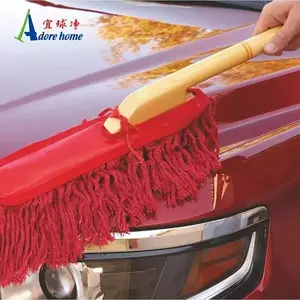 Cepillo de cera de coche con mango de madera de algodón rojo, tamaño personalizado, regalo, venta al por mayor de fábrica