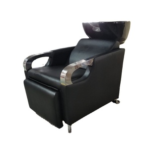Fauteuil-lit de lavage noir Kisen moderne et économique pour salon de coiffure, prêt à être expédié - Product Image 1