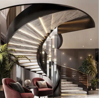 Escalier en colimaçon flottant extérieur de luxe haut de gamme, design moderne personnalisé, en fer forgé, escaliers courbes en métal, garde-corps en verre pour villas