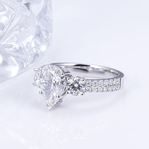 Bague en or blanc 14 carats avec diamant poire Messi Jewelry MSR-1378 pour femme - Product Image 2