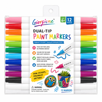 Ensemble de marqueurs à double pointe Giorgione 12 couleurs, fournitures artistiques professionnelles, pointes pinceau et pointes bille pour peinture artistique DIY
